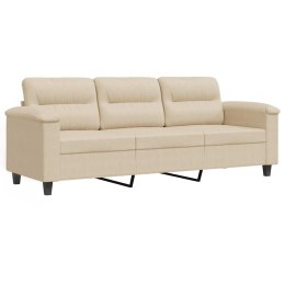 3-OSOBOWA SOFA KREMOWA 180 CM TAPICEROWANA MIKROFIBRĄ