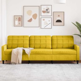 SOFA 3-OSOBOWA ŻÓŁTY 210 CM TAPICEROWANA AKSAMITEM