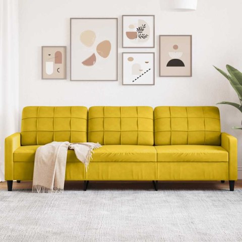 SOFA 3-OSOBOWA ŻÓŁTY 210 CM TAPICEROWANA AKSAMITEM