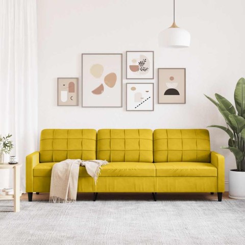 SOFA 3-OSOBOWA ŻÓŁTY 210 CM TAPICEROWANA AKSAMITEM