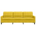 SOFA 3-OSOBOWA ŻÓŁTY 210 CM TAPICEROWANA AKSAMITEM