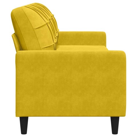 SOFA 3-OSOBOWA ŻÓŁTY 210 CM TAPICEROWANA AKSAMITEM