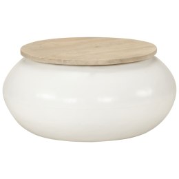 STOLIK KAWOWY BIAŁY 51X51X27 CM LITE DREWNO MANGO