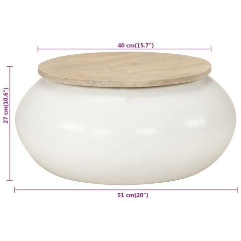 STOLIK KAWOWY BIAŁY 51X51X27 CM LITE DREWNO MANGO