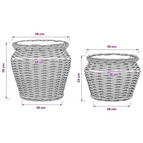 KOSZ NA ROŚLINY GENDT 2 SZT. NATURALNA SZAROŚĆ RATTAN KUBU