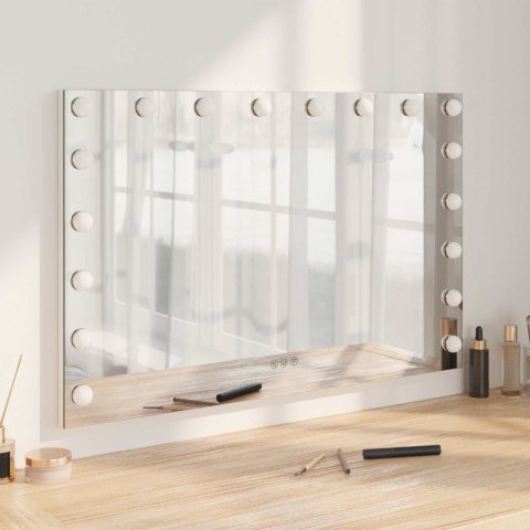 LUSTRO LED DO TOALETKI BIAŁY 80 X 10 X 52,5 CM SZKŁO I STAL