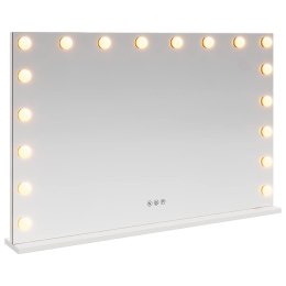 LUSTRO LED DO TOALETKI BIAŁY 80 X 10 X 52,5 CM SZKŁO I STAL