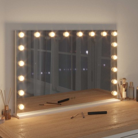 LUSTRO LED DO TOALETKI BIAŁY 80 X 10 X 52,5 CM SZKŁO I STAL