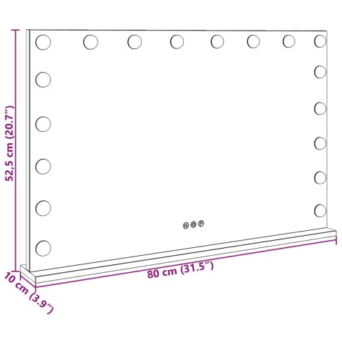 LUSTRO LED DO TOALETKI BIAŁY 80 X 10 X 52,5 CM SZKŁO I STAL