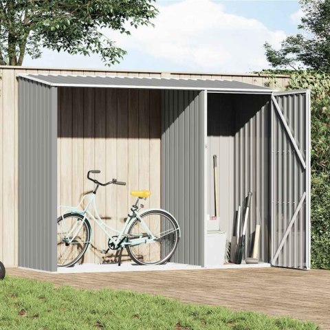 SZOPA Z WIATĄ NA DREWNO SZARA 245X98X159 CM STAL
