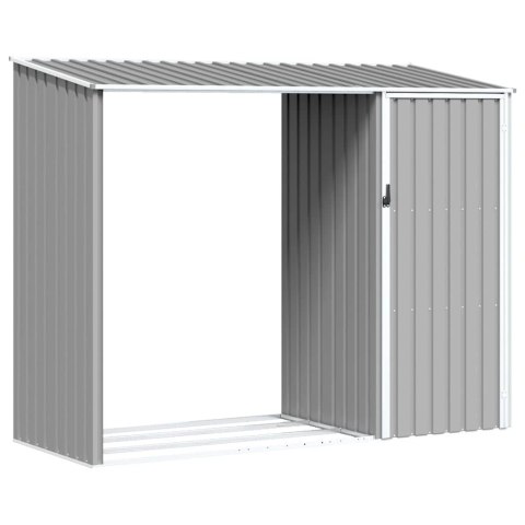 SZOPA Z WIATĄ NA DREWNO SZARA 245X98X159 CM STAL