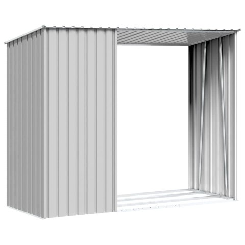 SZOPA Z WIATĄ NA DREWNO SZARA 245X98X159 CM STAL