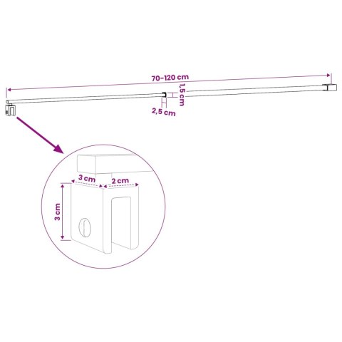DRĄŻEK STABILIZUJĄCY DO KABINY PRYSZNICOWEJ 70-120 CM