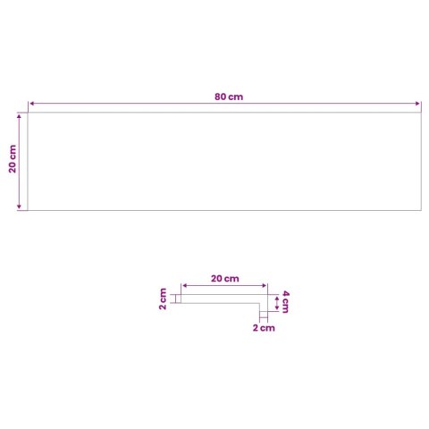 PARAPETY 2 SZT. NATURALNY 80X 20 X 2 CM DREWNO BUKOWE