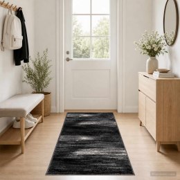 VidaXL Dywan Bieżnik FLORNES Tkany Czarny Pędzle 80 x 300 cm PP 7 mm