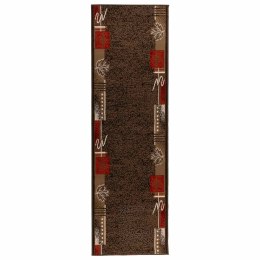 VidaXL Dywan Bieżnik FLORNES Tkany brązowy Liście 67 x 250 cm PP 7 mm