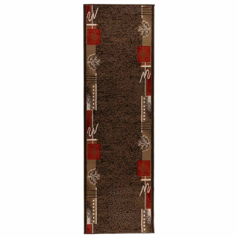 DYWAN BIEŻNIK FLORNES TKANY BRĄZOWY LIŚCIE 67 X 250 CM PP 7 MM