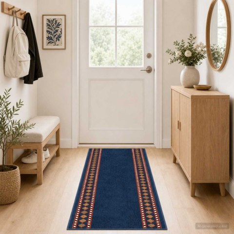 DYWAN BIEŻNIK FLORNES TKANY NIEBIESKI DIAMENTY 80 X 250 CM PP