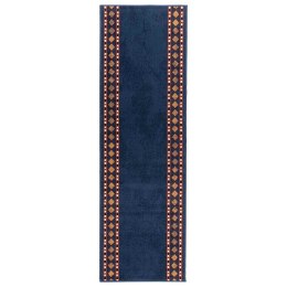 VidaXL Dywan Bieżnik FLORNES Tkany niebieski Diamenty 80 x 250 cm PP