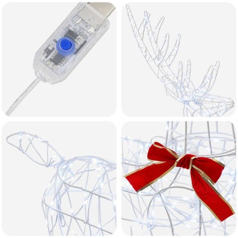 3D RENIFER BOŻONARODZENIOWY LOVIISA 300 LED ZIMNA BIEL