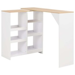 VidaXL Stolik barowy z ruchomym regałem, biały, 138 x 39 x 110 cm