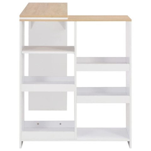 STOLIK BAROWY Z RUCHOMYM REGAŁEM BIAŁY 138 X 39 X 110 CM