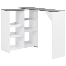 VidaXL Stolik barowy z ruchomym regałem, biały, 138 x 39 x 110 cm