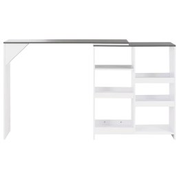 VidaXL Stolik barowy z ruchomym regałem, biały, 138 x 39 x 110 cm
