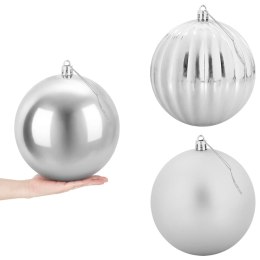 ZESTAW BOMBEK CHOINKOWYCH XXL 3 SZT. SREBRNY ŚR. 25 CM
