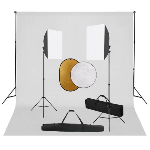 ZESTAW STUDYJNY Z LAMPAMI SOFTBOX TŁEM I BLENDAMI