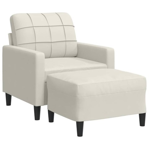 FOTEL Z PODNÓŻKIEM KREMOWY 60 CM OBITY AKSAMIT