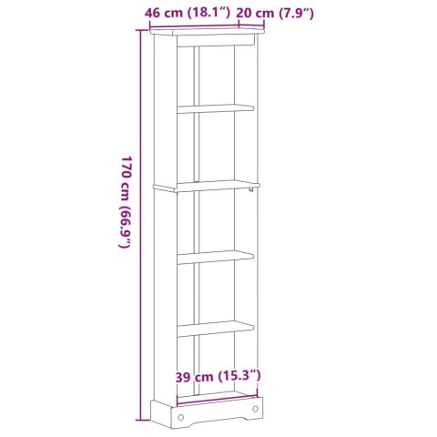 BIBLIOTECZKA CORONA 46X20X170 CM LITE DREWNO SOSNOWE