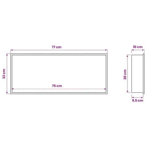 NISZA PRYSZNICOWA BIAŁY 75 X 30 X 9,5 CM STAL NIERDZEWNA