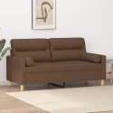 2-OSOBOWA SOFA Z PODUSZKAMI BRĄZOWA 140 CM TKANINA