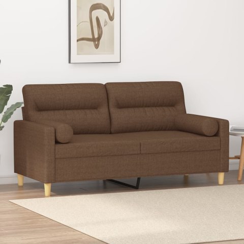 2-OSOBOWA SOFA Z PODUSZKAMI BRĄZOWA 140 CM TKANINA
