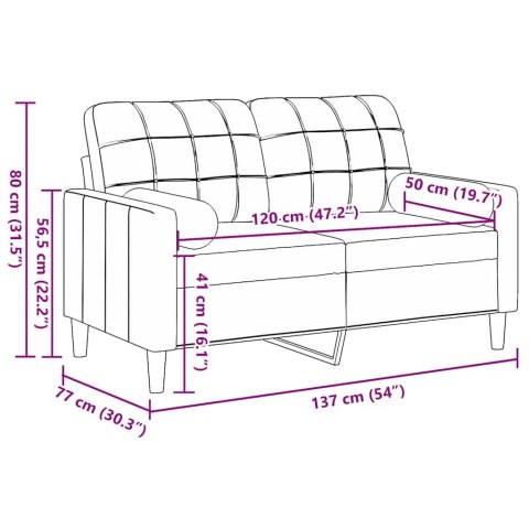 2-OSOBOWA SOFA Z PODUSZKAMI KREMOWA 120 CM AKSAMIT