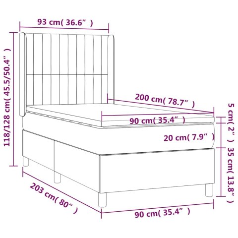 ŁÓŻKO KONTYNENTALNE Z MATERACEM NIEBIESKIE TKANINA 90X200 CM