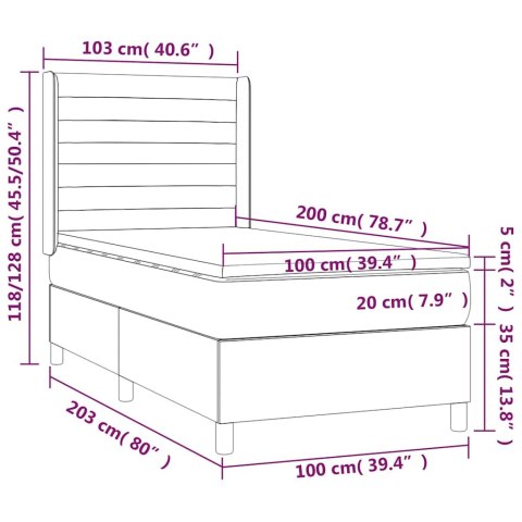 ŁÓŻKO KONTYNENTALNE Z MATERACEM RÓŻOWE AKSAMIT 100X200 CM