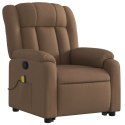 PODNOSZONY FOTEL MASUJĄCY ROZKŁADANY BRĄZOWY OBITY TKANINĄ