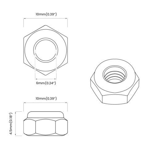 NAKRĘTKA 9574 SZT. SREBRNY M6 X 10 MM ŻELAZO