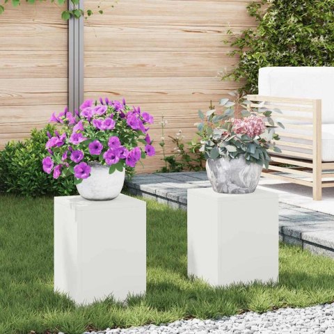 STOJAK NA ROŚLINY 2 SZT. BIAŁY 24 X 24 X 35 CM STAL ZIMNOGIĘTA