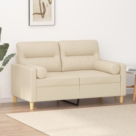 2-OSOBOWA SOFA Z PODUSZKAMI KREMOWA 120 CM TKANINA