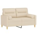 2-OSOBOWA SOFA Z PODUSZKAMI KREMOWA 120 CM TKANINA