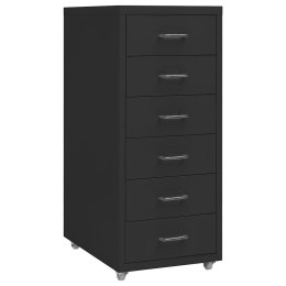MOBILNA SZAFKA KARTOTEKOWA CZARNA 28X41X69 CM METALOWA