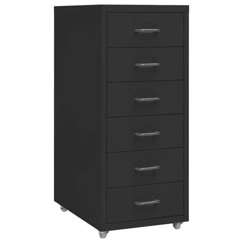 MOBILNA SZAFKA KARTOTEKOWA CZARNA 28X41X69 CM METALOWA