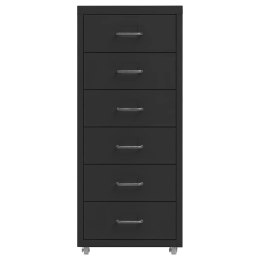 MOBILNA SZAFKA KARTOTEKOWA CZARNA 28X41X69 CM METALOWA