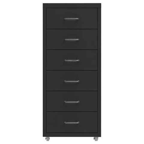 MOBILNA SZAFKA KARTOTEKOWA CZARNA 28X41X69 CM METALOWA