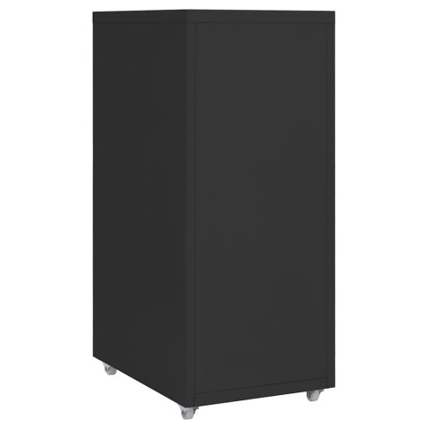 MOBILNA SZAFKA KARTOTEKOWA CZARNA 28X41X69 CM METALOWA