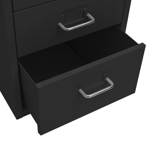 MOBILNA SZAFKA KARTOTEKOWA CZARNA 28X41X69 CM METALOWA