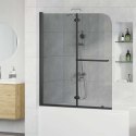 OSŁONA PRYSZNICOWA CZARNY 120 X 140 CM SZKŁO ESG I ALUMINIUM